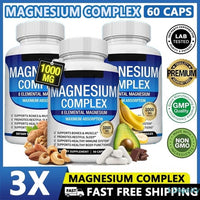 1-3PACK Magnesium Complex 1000Mg, 8 Elemental Magnesium, Gluten Free- Non-Gmo