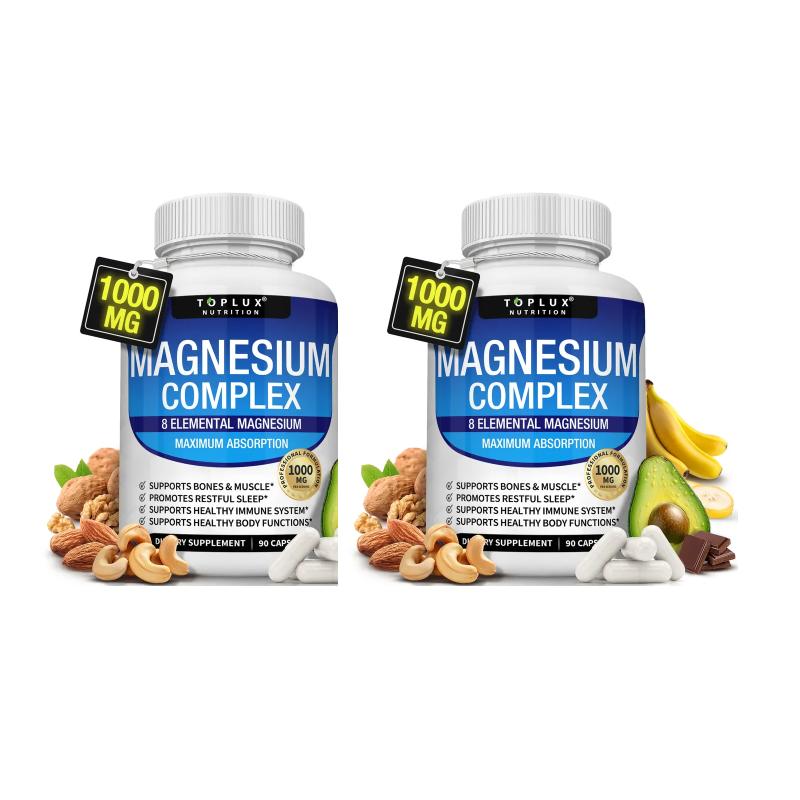 Restful Sleep Magnesium Complex 1000Mg - 8 Elemental Magnesium - Essential Minerals Supplement for Bones & Muscle Support - Made in USA - 90 Vegan Capsules
