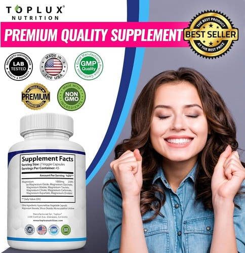 1-3PACK Magnesium Complex 1000Mg, 8 Elemental Magnesium, Gluten Free- Non-Gmo