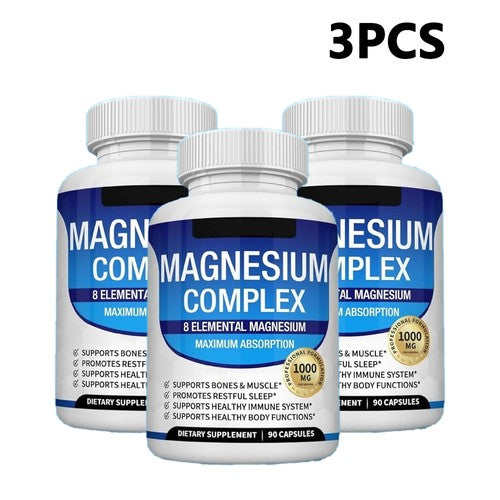 1-3PACK Magnesium Complex 1000Mg, 8 Elemental Magnesium, Gluten Free- Non-Gmo