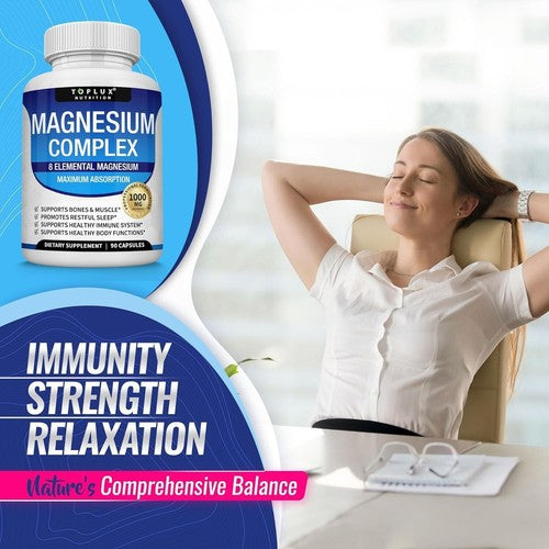1-3PACK Magnesium Complex 1000Mg, 8 Elemental Magnesium, Gluten Free- Non-Gmo